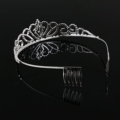 NUOLUX Princess Tiara Corona Pasador de Pelo con Peine para Primera Comunión Boda Plateado