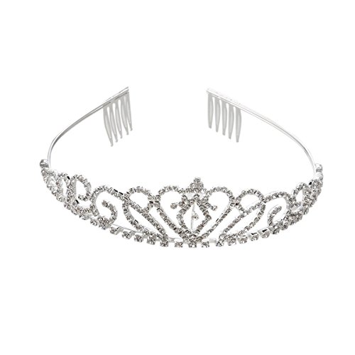 NUOLUX Princess Tiara Corona Pasador de Pelo con Peine para Primera Comunión Boda Plateado