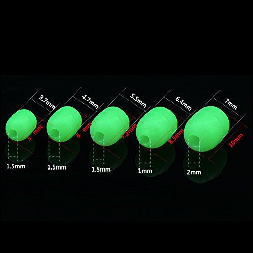 OriGlam 100 piezas de plástico blando Luminous Glow Cuentas Pesca, cuentas redondas de perlas de plástico, forma ovalada Pesca Señuelos, verde mar pesca Bead