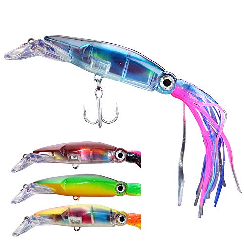 OriGlam - Juego de 1 anzuelo de pulpo con cola de falda, Lingcod Rockfish jigs Hard Fishing Lure, cebo de pulpo realista, señuelos de pesca de calamares para agua salada y agua dulce (rojo)