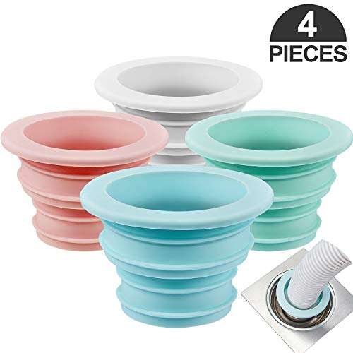 Outus 4 Piezas Anillo de Silicona Desodorante Tapón de Sellado de Lavadora Anillo de Sellado de Tubo de Desagüe para Baño Cocina Herramientas de Limpieza