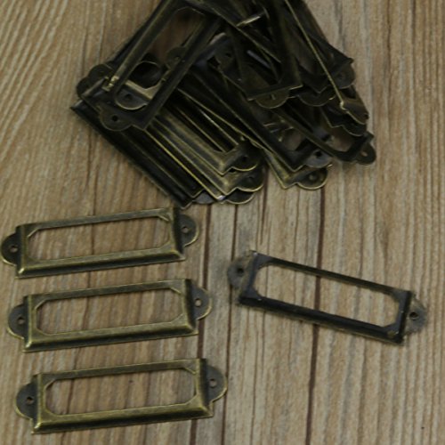 Paor 50Pcs Marco de la tarjeta de la tarjeta Marco del estante de las estanterías del estante 60 x 17m m Hierro de bronce antiguo