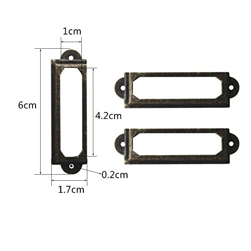 Paor 50Pcs Marco de la tarjeta de la tarjeta Marco del estante de las estanterías del estante 60 x 17m m Hierro de bronce antiguo