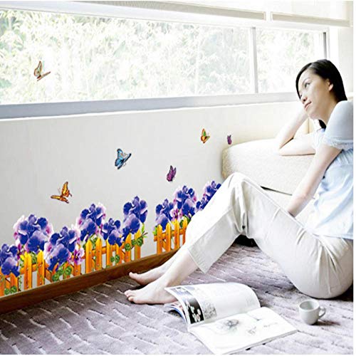 Pegatina Flores Etiqueta de la pared Etiqueta de la pared, decoración para el hogar Adhesivo Mural Flor violeta Purple Morning Glory, Vinilo Cocina Etiqueta a prueba de agua