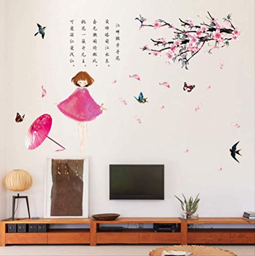 Pegatinas De Pared Vintage Chino Antiguo Poesía Ciruela Sala De Estudio Sala De Estar Dormitorio Puerta Extraíble Cartel Calcomanía Decoración Mural