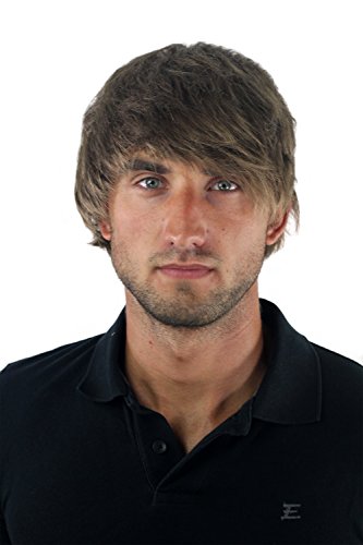 Peluca masculina, para hombre, corto, juvenil, color rubio oscuro, deportivo, estilo bravo erizado, bien estiloso, informal, moderno, cardado, nuevo GFW1169-18