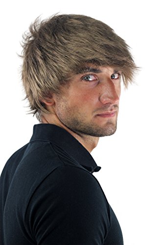 Peluca masculina, para hombre, corto, juvenil, color rubio oscuro, deportivo, estilo bravo erizado, bien estiloso, informal, moderno, cardado, nuevo GFW1169-18