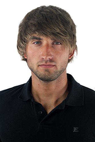 Peluca masculina, para hombre, corto, juvenil, color rubio oscuro, deportivo, estilo bravo erizado, bien estiloso, informal, moderno, cardado, nuevo GFW1169-18