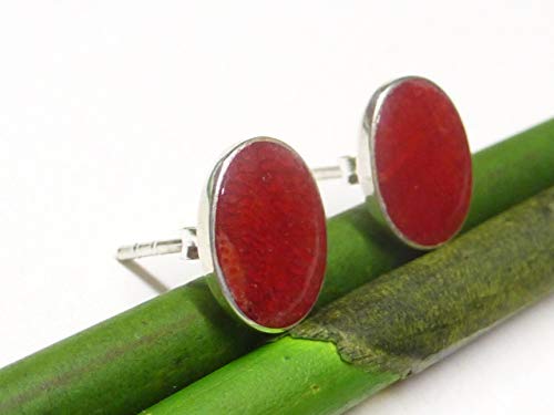Pendientes de coral rojo con plata de ley 925, joyas, regalo