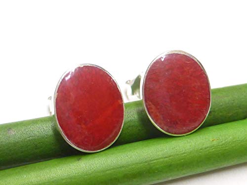 Pendientes de coral rojo con plata de ley 925, joyas, regalo