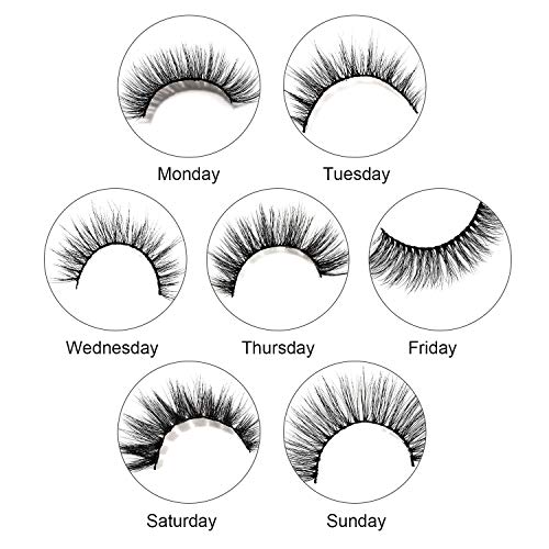 Pestañas Postizas 7 estilos - pestañas profesionales reutilizables para todos los ojos, pestañas Faux Mink 3D gruesas hechas a mano naturales con clip de pestañas de precisión gratis (7 pares)
