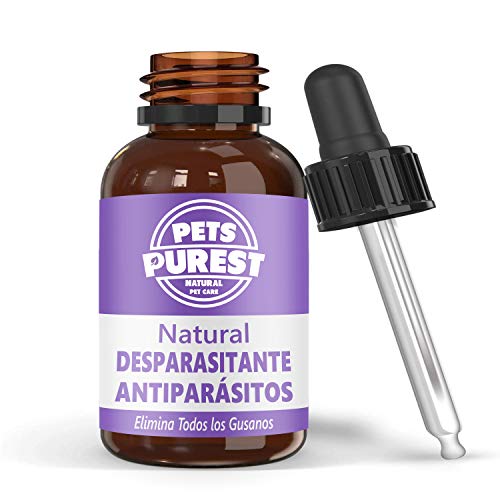 Pets Purest Desparasitante antiparasitario 100% natural para perros, gatos, aves, conejos y mascotas Elimina todos los gusanos lombrices intestinales anquilostomas gusano látigo 1-2 años de suministro