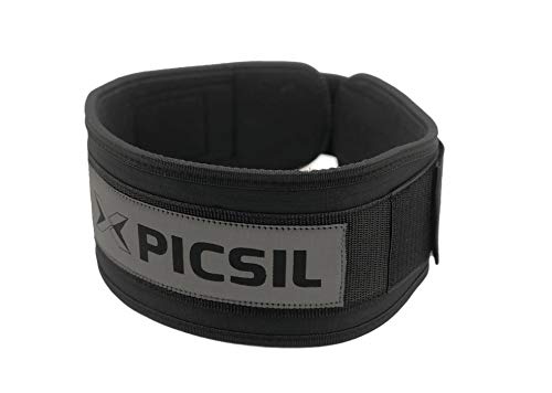 PicSil Cinturón Lumbar de Inmersión para Culturismo Musculación & Halterofilia Levantamiento de Peso en Cross Training Box Fitness Powerlifting Gym Hombres y Mujeres (Color Negro, Talla L)