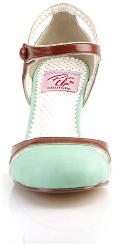 Pin Up Couture FLAPPER-27 Mint-Brown Faux Leather UK 6 (EU 39)