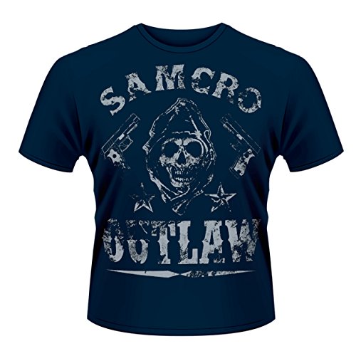 Plastichead Sons Of Anarchy Outlaw - Estampados de música y cine, con manga corta para hombre, color blau/blue, talla S