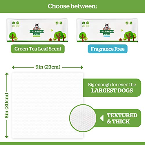 Pogi's Grooming Wipes - Toallitas húmedas - 400 toallitas desodorantes para Perros - No perfumadas, Naturales, Extra Grandes, biodegradables