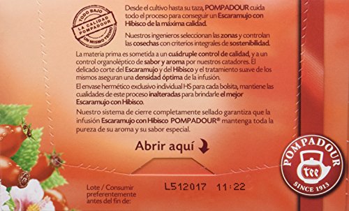 Pompadour Té Infusion Escaramujo con Hibisco - 20 bolsitas - [Pack de 5]