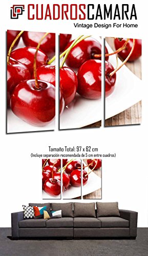 Poster Fotográfico Fruteria, Frutas en Plato, Cerezas Rojas Tamaño total: 97 x 62 cm XXL