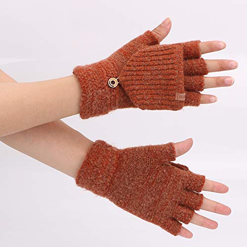 Q_STZP Guante Guantes mitón Flap Guantes señoras Invierno Gruesa Estudiantes Calientes Que escriben Guantes de Medio Dedo Guantes de Lana de Punto Lindo, un tamaño, Recoger Productos