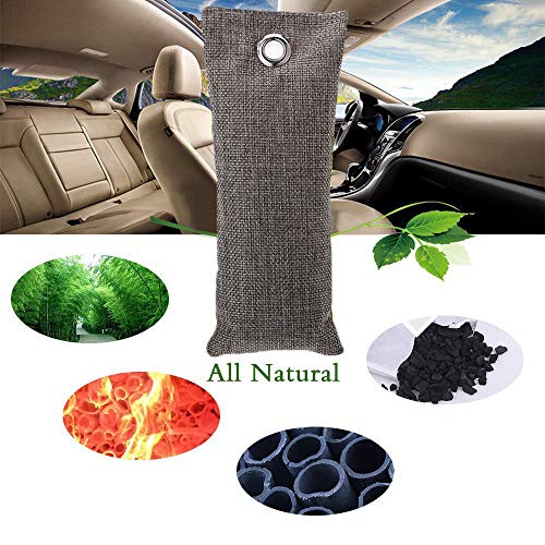 Queta Ambientador de Carbón Activo, 4 Bolsas Antihumedad de Carbón Activo Natural, Purificador de Aire, Ambientador para Coche Baño Guardarropa Armarios de Cocina, Zapatos Desodorador, 75g x 4