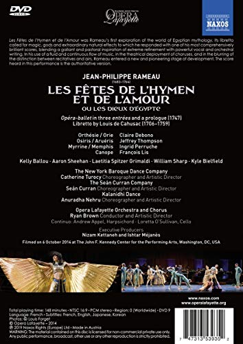 Rameau, J.-P.: Fêtes de l'Hymen et de l'Amour, ou Les dieux d'Egypte (Les) [Opera] (Opera Lafayette, 2014) (NTSC) [DVD]