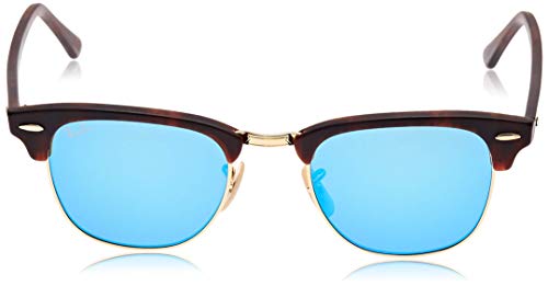 Ray-Ban Clubmaster - Gafas de sol para hombre, Marrón (Marco: Havana, Vidrio: Azul Flash 114517), 49 milímetros