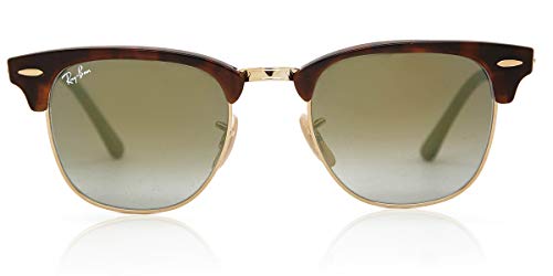 Ray-Ban Gafas de sol CLUBMASTER en verde la Habana rojo brillante destello degradado RB3016 990/9J 51 51 Green Gradient Flash Mirror