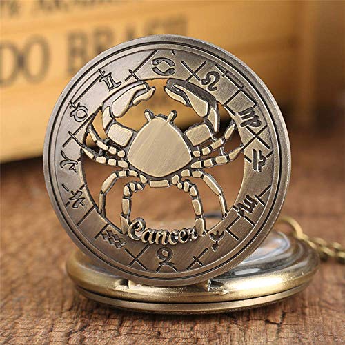 Regalo De La Manera Reloj De Bolsillo De Cobre Hueco Reloj De Bolsillo De La Vendimia del Cáncer De Cuarzo Medio Cazador De Steampunk Bronce Cangrejo Colgante Lindo
