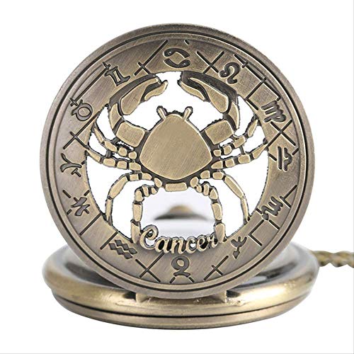 Regalo De La Manera Reloj De Bolsillo De Cobre Hueco Reloj De Bolsillo De La Vendimia del Cáncer De Cuarzo Medio Cazador De Steampunk Bronce Cangrejo Colgante Lindo
