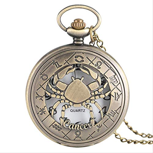 Regalo De La Manera Reloj De Bolsillo De Cobre Hueco Reloj De Bolsillo De La Vendimia del Cáncer De Cuarzo Medio Cazador De Steampunk Bronce Cangrejo Colgante Lindo
