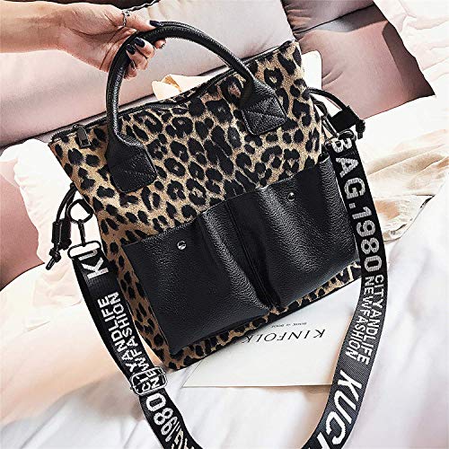 RFVBNM Elegante Leopardo Bolso de Gran Capacidad Bolso Femenino Peludo Bolso de un Solo Hombro Bolso Especial, Caqui