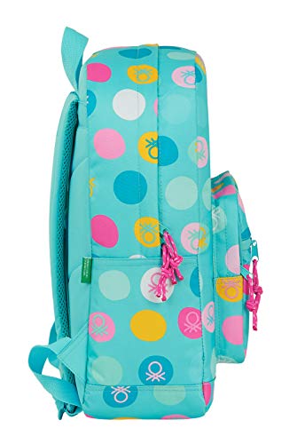 Safta 612051754 Mochila Grande Adaptable a Carro Benetton, Topos Turquesa