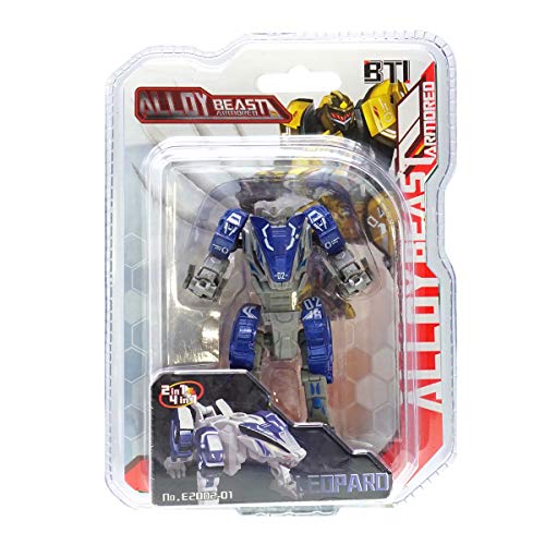 Sanggi Juguetes Robot Deformación, 2 EN 1 Niños Puzzle Juguetes Leopardo/León, Robot de Aleación Juguete para Los Niños Educación de la Primera Infancia, para Edades de 3 y más (Azul)