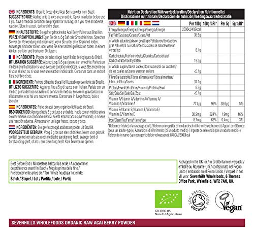 Sevenhills Wholefoods Baya De Açaí En Polvo Orgánico 500g