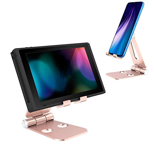 Simpeak Soporte Móvil, Soporte Tablet, Multi-Angulo Soporte de Aluminio Compatible con iPad,Compatible con iPhone, Compatible con Nintendo Switch, Otras Tabletas y Móviles, champán Oro