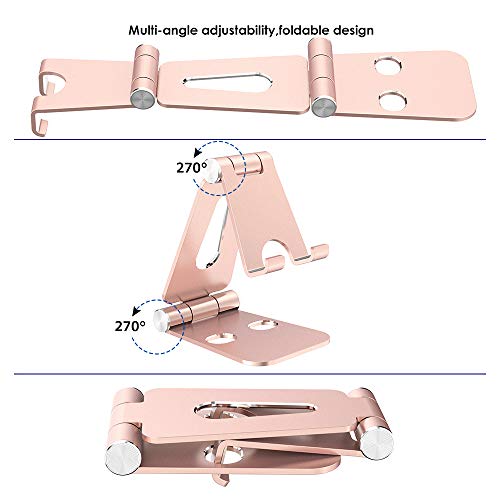 Simpeak Soporte Móvil, Soporte Tablet, Multi-Angulo Soporte de Aluminio Compatible con iPad,Compatible con iPhone, Compatible con Nintendo Switch, Otras Tabletas y Móviles, champán Oro