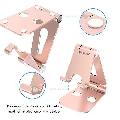 Simpeak Soporte Móvil, Soporte Tablet, Multi-Angulo Soporte de Aluminio Compatible con iPad,Compatible con iPhone, Compatible con Nintendo Switch, Otras Tabletas y Móviles, champán Oro