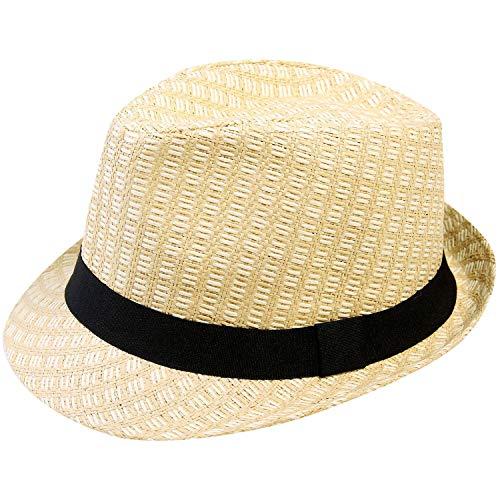 Simplicidad Unisex Verano Sombrero de Paja Fedora gorro tejido y elegante banda -  Amarillo -