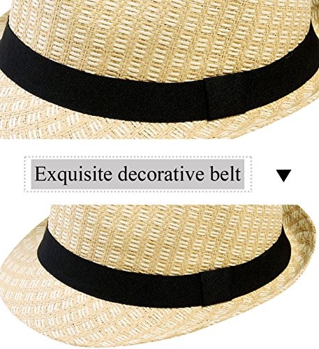 Simplicidad Unisex Verano Sombrero de Paja Fedora gorro tejido y elegante banda -  Amarillo -