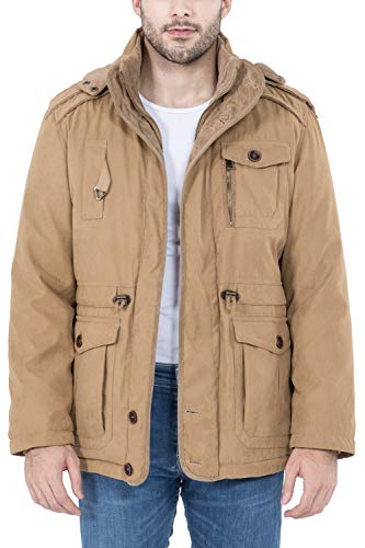 SMTD Acolchado Abrigo Hombres Forro Polar con Cálido Chaquetas Invierno Algodón Militar Parka con Capucha Khaki ES XL=Asia Etiqueta 3XL