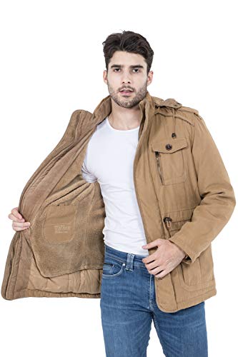 SMTD Acolchado Abrigo Hombres Forro Polar con Cálido Chaquetas Invierno Algodón Militar Parka con Capucha Khaki ES XL=Asia Etiqueta 3XL