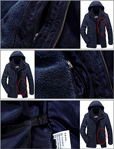 SMTD Acolchado Abrigo Hombres Forro Polar con Cálido Chaquetas Invierno Algodón Militar Parka con Capucha Khaki ES XL=Asia Etiqueta 3XL