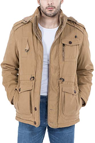 SMTD Acolchado Abrigo Hombres Forro Polar con Cálido Chaquetas Invierno Algodón Militar Parka con Capucha Khaki ES XL=Asia Etiqueta 3XL