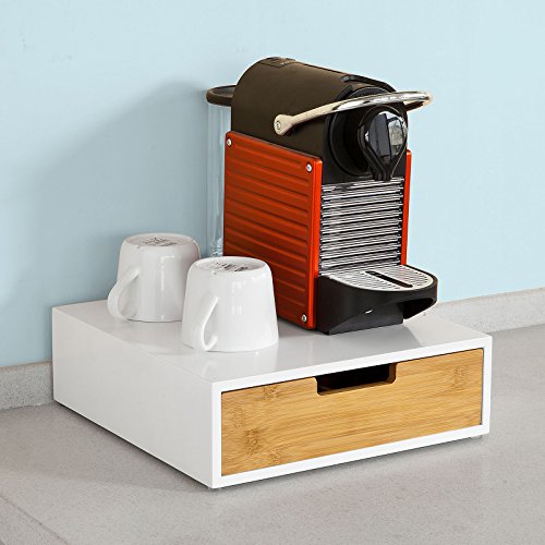 SoBuy FRG179-WN,ES Estante Cafetera, Soporte para Cápsulas de Café o Bolsas de Té, con 1 Cajón