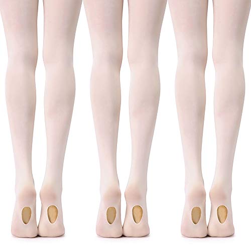 Soudittur Medias Convertibles de Ballet Danza Para Niñas y Mujer 90 DEN en Rosa 3 Pares