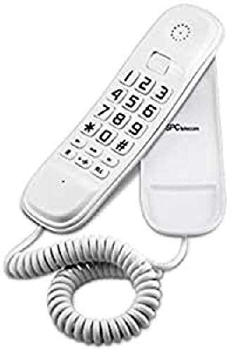 SPC Original Lite teléfono fijo color blanco sobremesa y mural fácil de usar con 2 memorias directas, rellamada al último número marcado y función mute