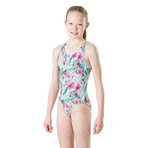 Speedo Little Mermaid Allover Splashback Bañador, Niñas, Littlemermaidfloralmnt/Pn, 26 (ES 8)
