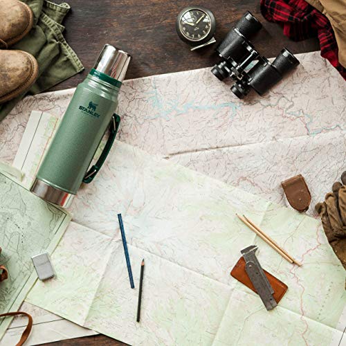 Stanley The Legendary Classic Vacuum Bottle 1.0L Hammertone Green 18/8 Stainless Steel Double-Wall Vacuum Insulation Water Bottle Leakproof+Packable Doubles As Cup Dishwasher Safe Naturally Bpa-Free