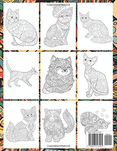 Stress Relieving Cats - Coloring Book