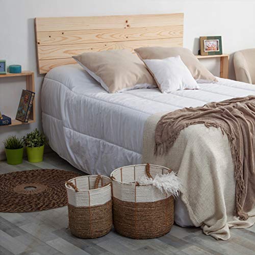 SUENOSZZZ-ESPECIALISTAS DEL DESCANSO Cabecero de Cama de Madera TREVINCA Color Crudo para Pared. Cabecero de Tablas Horizontales. Estilo Vintage, para Camas de 135